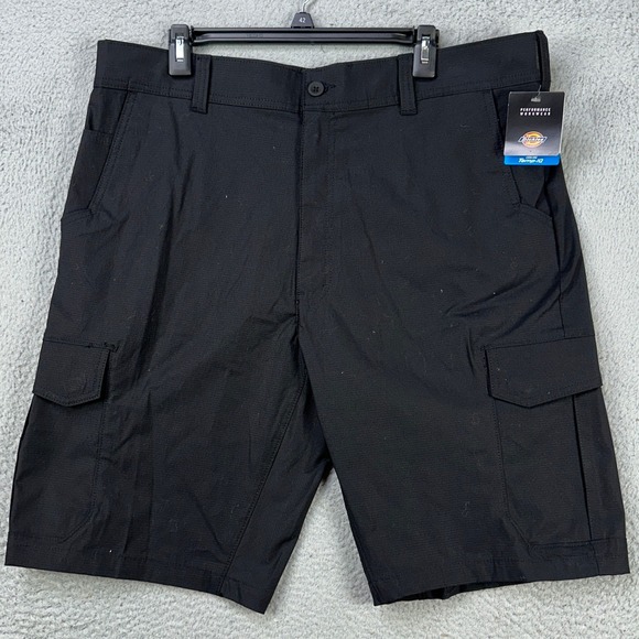 Dickies Performance Workwear Mens Cargo Shorts 38 Black Cooling Temp-iQ Logo NEW